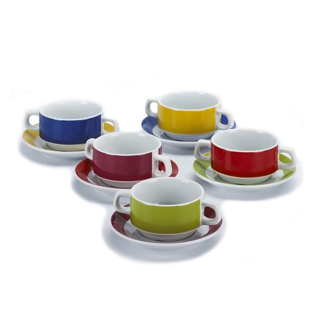 Soepkop & schotel Colour$ Mix 5 kleuren 10dlg