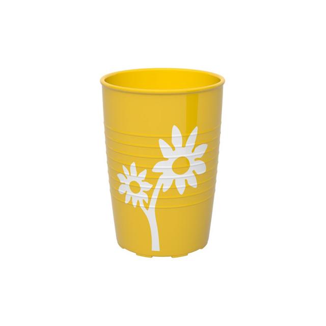 Beker anti slip SAN - 250cc - Geel met witte bloemen