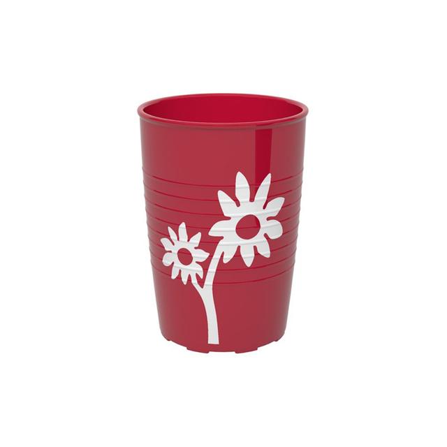 Beker anti slip SAN - 250cc - Rood met witte bloem