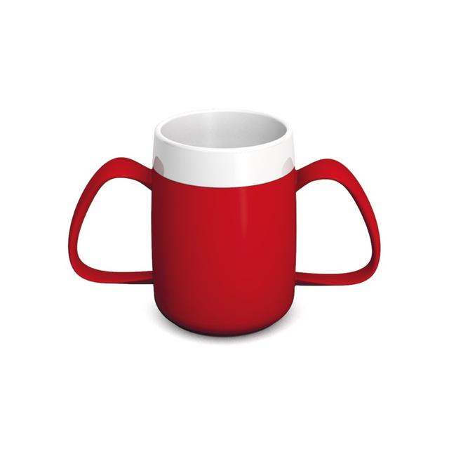 Beker met 2 oren drinktruc rood/wit PP 140cc