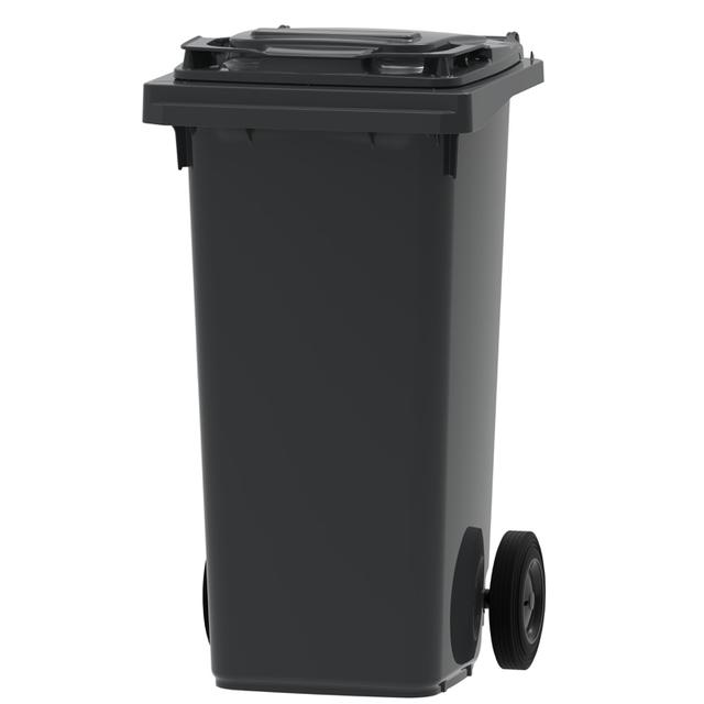 Afvalbak m/d verrijdb grijs 120L