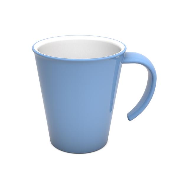 Koffiebeker met oor groot licht blauw/wit PBT 300cc
