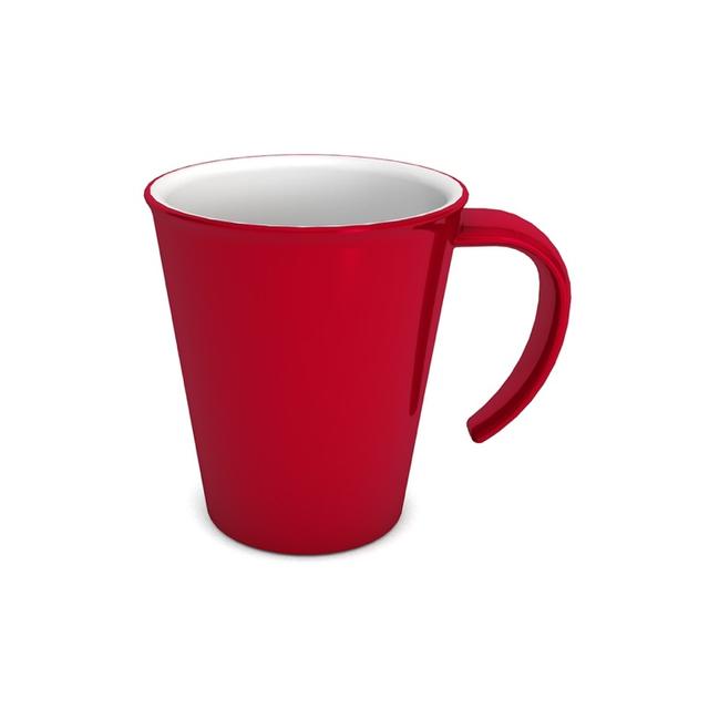 Koffiebeker met oor groot rood/wit PBT 300cc