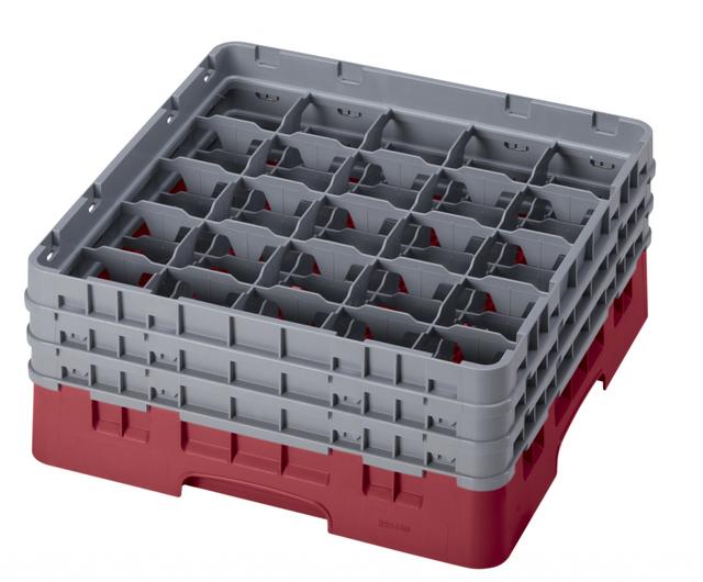 Cambro Voetglazenkorf met 3 opzetstukken - 500x500 H 225mm max 174mm 25 compartimenten - Cranberry