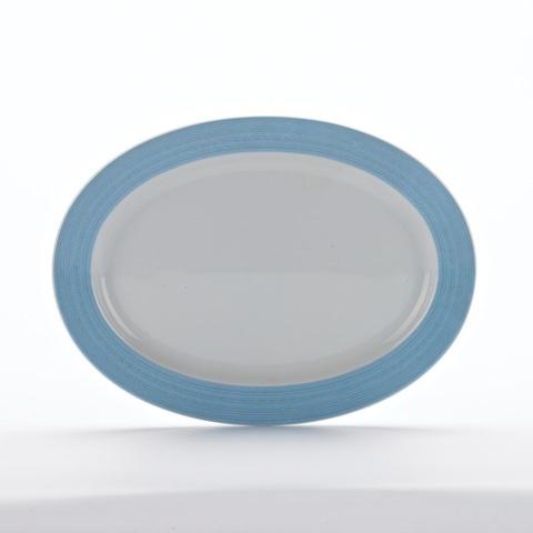 Serveerschotel ov XL blauwe rand 250mm