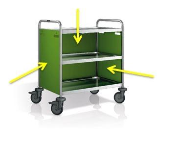 Zijpanelen aan 3 zijden gekleurd serveerwagens SW10x6