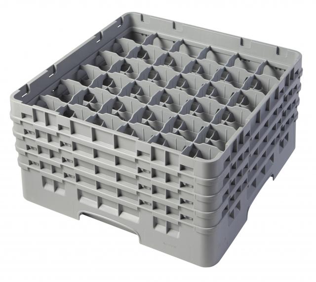 Cambro Voetglazenkorf met 4 opzetstukken - 500x500 H 267mm max 215mm 36 compartimenten - Soft Gray
