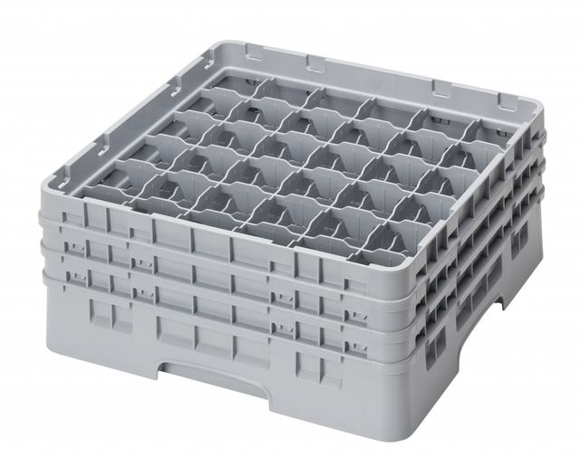 Cambro Voetglazenkorf met 3 opzetstukken - 500x500 H 225mm max 174mm 36 compartimenten - Soft Gray