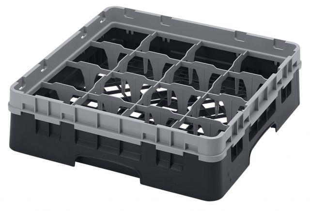 Cambro Voetglazenkorf met 1 opzetstuk - 500x500 H 143mm max 92mm 16 compartimenten - Black