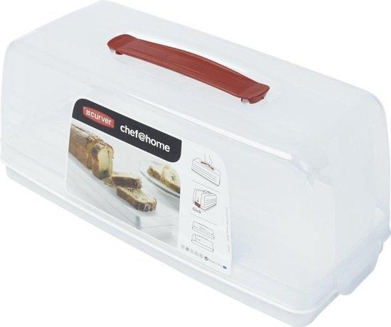 Bewaardoos cake & ontbijtkoek met greep wit 355x150x142