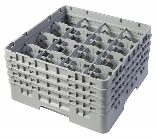 Cambro Voetglazenkorf met 4 opzetstukken - 500x500 H 267mm max 215mm 16 compartimenten - Soft Gray