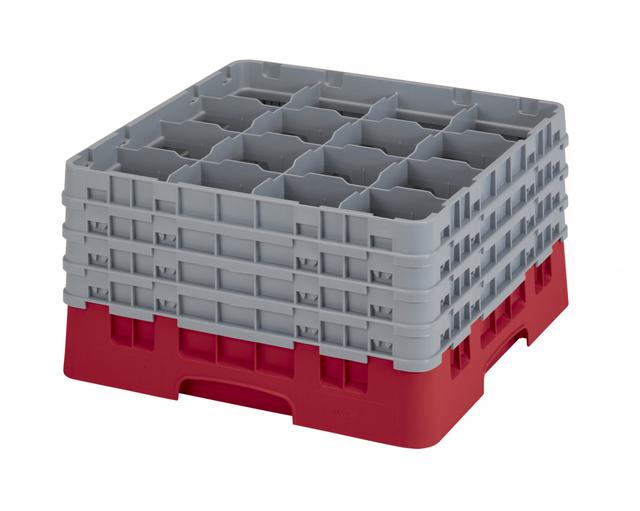 Cambro Voetglazenkorf met 4 opzetstukken Low profile - 500x500 H 267mm max 238mm 16 compartimenten -