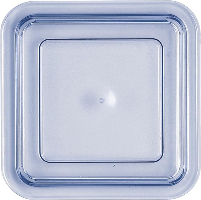 Bauscher Deksel transparant-blauw hoog - 125x125x32mm