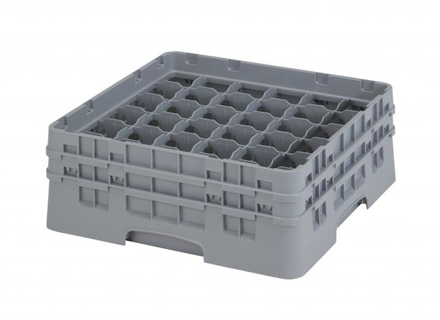 Cambro Voetglazenkorf met 2 opzetstukken - 500x500 H 184mm max 133mm 36 compartimenten - Soft Gray
