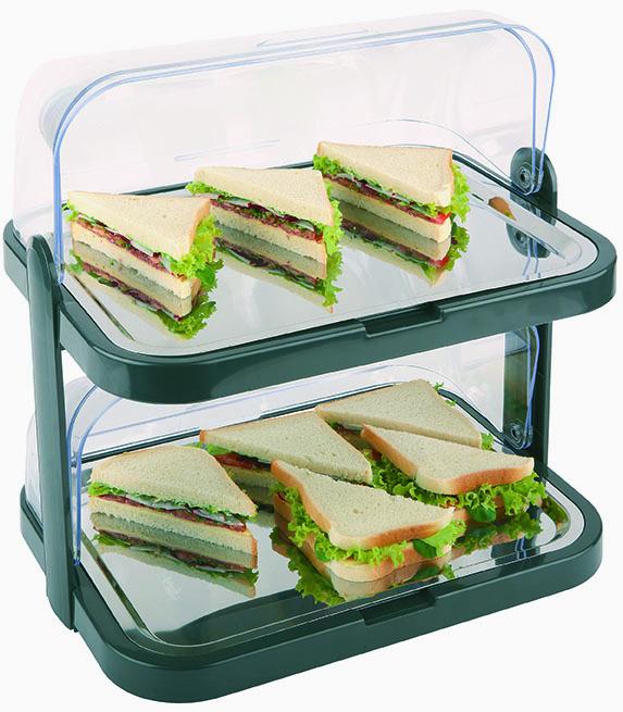 APS Buffetvitrine Doppeldecker 2 niveaus - 440x320x440mm - Zwart