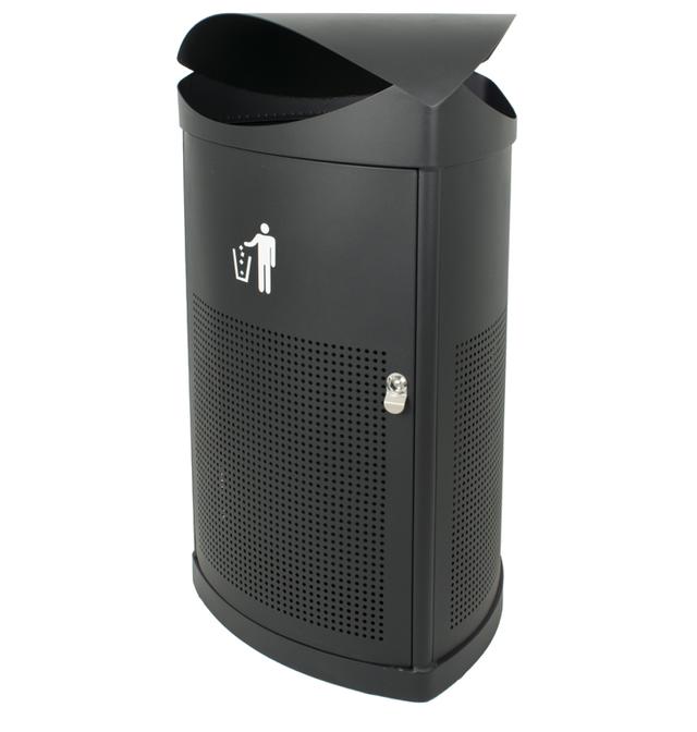 Driehoekige buitenafvalbak zwart 60L