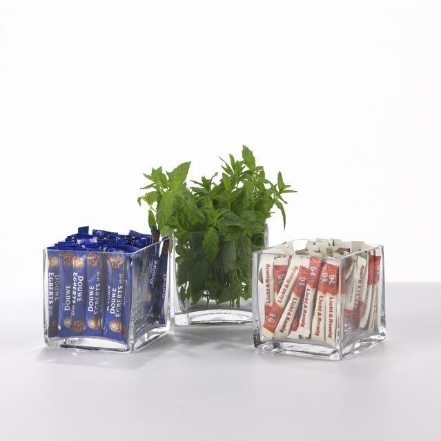 Condimentenhouder glas 120x120x120mm