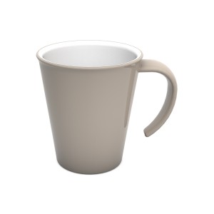 Koffiebeker met groot oor taupe/wit  PBT 300cc