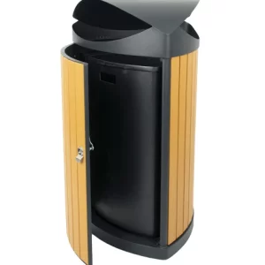 Buitenafvalbak driehoekig houtlook/zwart 60L