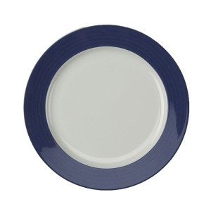 Bord XL wit Fleuri rand blauw 260mm