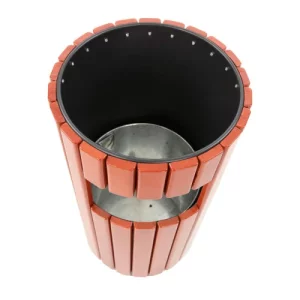 Buitenafvalbak houtlook/zwart 33L