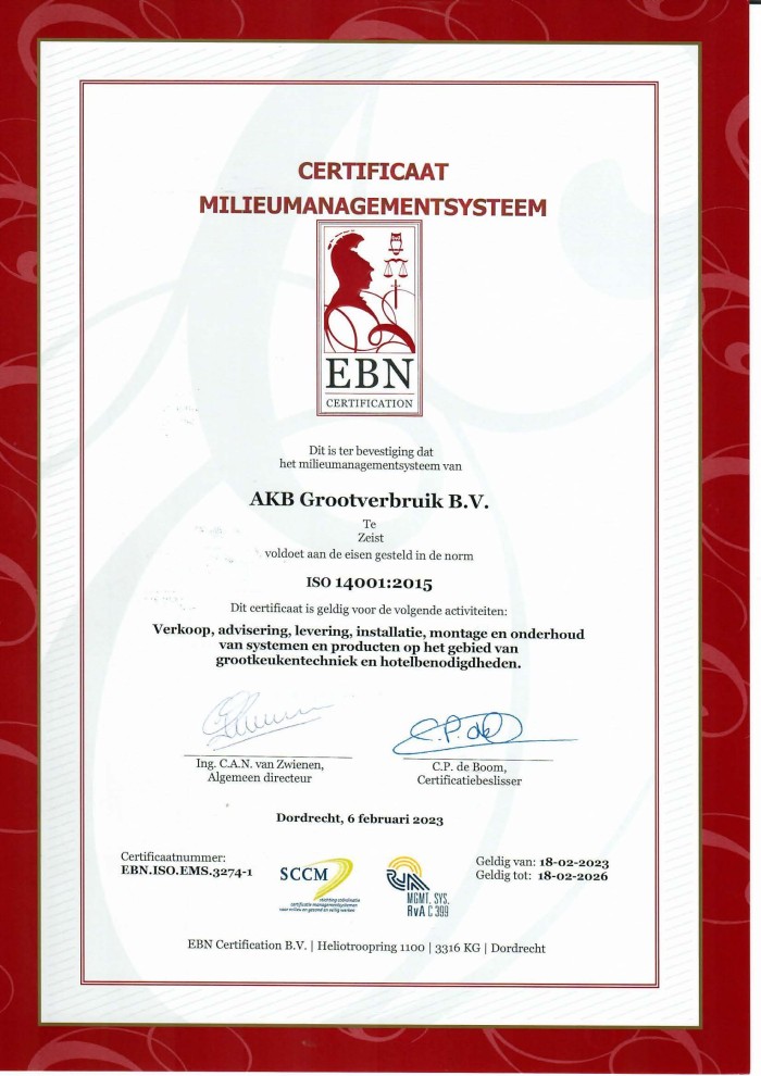 Certificaat ISO 14001 2015