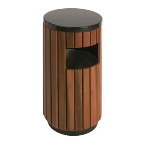 Buitenafvalbak houtlook/zwart 33L