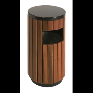 Buitenafvalbak houtlook/zwart 33L