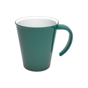 Koffiebeker met groot oor petrol/wit  PBT 300cc
