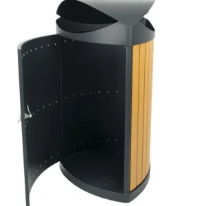 Buitenafvalbak driehoekig houtlook/zwart 60L