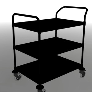 Serveerwagen zwart 3 bladen 8x6-3 Ergo