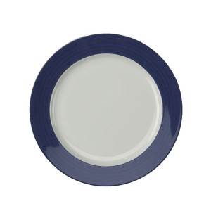Bord XL wit Fleuri rand blauw 230mm