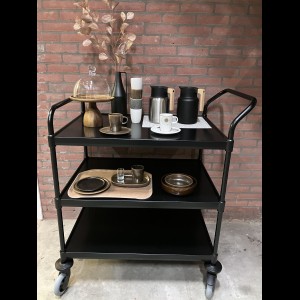 Serveerwagen zwart 3 bladen 8x6-3 Ergo