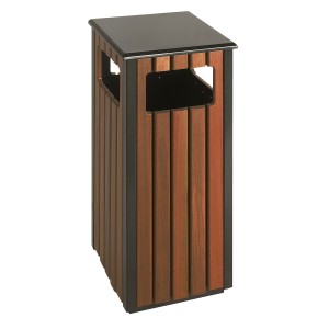 Buitenafvalbak houtlook/zwart 36L