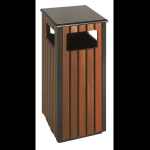 Buitenafvalbak houtlook/zwart 36L
