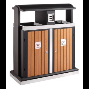 Buitenafvalbak houtlook 100L