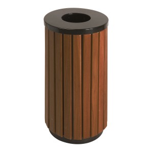 Buitenafvalbak houtlook/zwart 40L